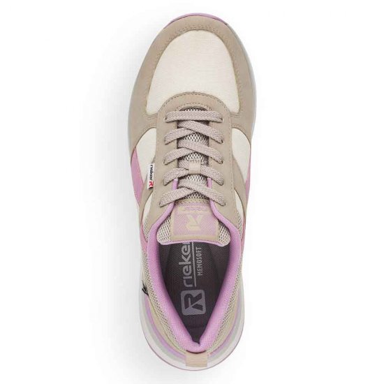 Rieker EVOLUTION Women's shoes | Style 42502 Athletic Lace-up Beige Combination - Click Image to Close