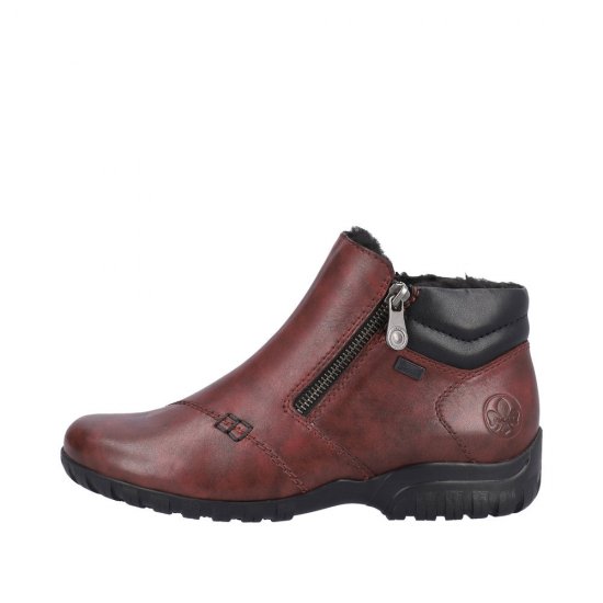 Rieker Leather Women's short boots| L4655 Ankle Boots Red - Click Image to Close