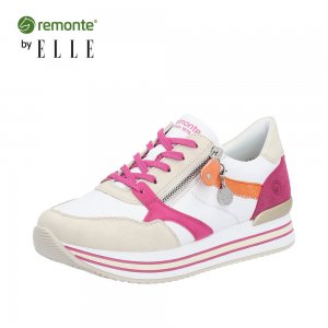 Remonte Women's shoes | Style D1323 Athletic Lace-up with zip White Combination