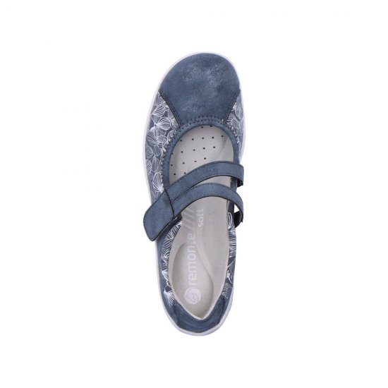 Remonte Women's shoes | Style R3510 Casual Ballerina with Strap Blue Combination - Click Image to Close
