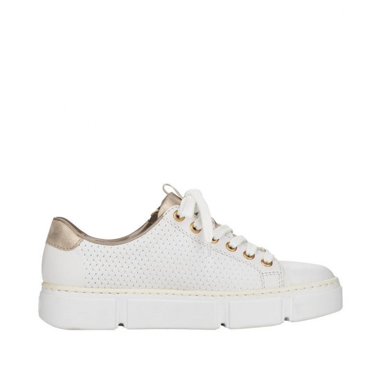 Rieker Women's shoes | Style N5932 Athletic Lace-up with zip White - Click Image to Close
