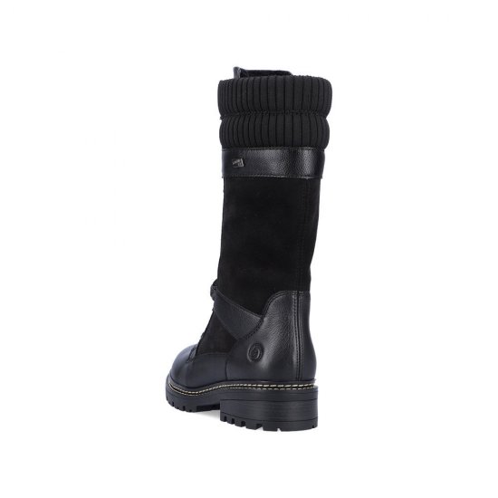 Remonte Leather Women's' Tall Boots| D0B76-24 Tall BootsFiber Grip Black - Click Image to Close
