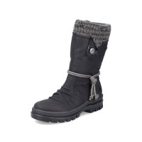 Rieker Synthetic leather Women's mid height boots | X8283-60 Mid-height Boots Flip Grip Black
