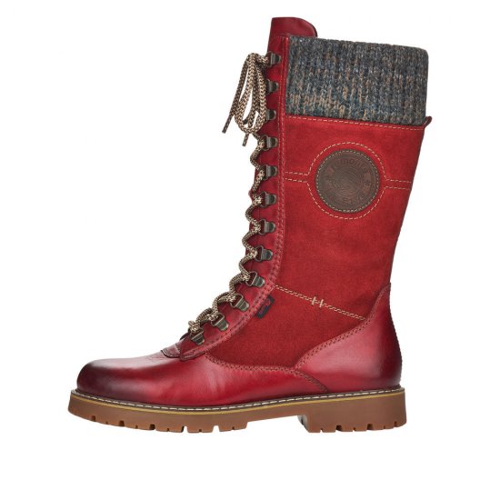 Remonte Suede Leather Women'S' Tall Boots | D9375 Tall Boots Athleisure Boots Red Combination - Click Image to Close