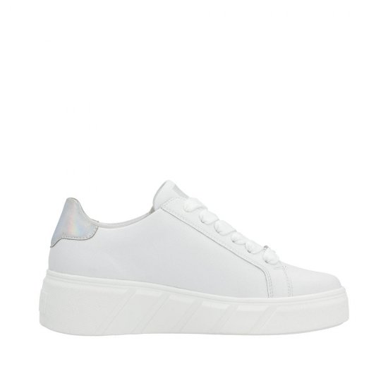 Rieker EVOLUTION Women's shoes | Style W0505 Athletic Lace-up with zip White - Click Image to Close