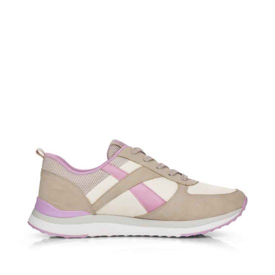 Rieker EVOLUTION Women's shoes | Style 42502 Athletic Lace-up Beige Combination - Click Image to Close
