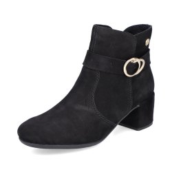 Rieker suede leather Women's short boots| 70289 Ankle Boots Black
