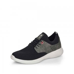 Rieker EVOLUTION Men's shoes | Style 07401 Athletic Slip-on Black Combination