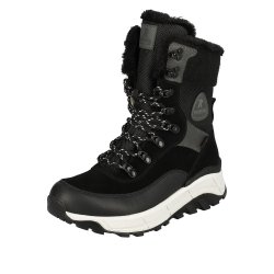 Rieker EVOLUTION Suede Leather Women's Mid Height Boots | W0066 Mid-height Boots - Fiber Grip Black Combination