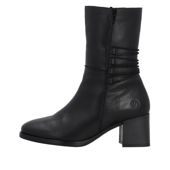 Remonte Leather Women's mid height boots| D0V71 Mid-height Boots Black - Click Image to Close