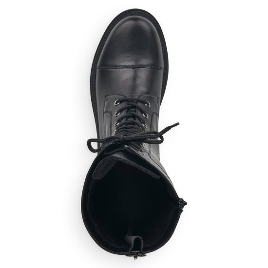 Rieker Leather Women's Mid height boots| Y3132 Mid-height Boots Black - Click Image to Close