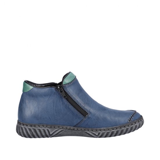 Rieker Synthetic Material Women's short boots| N0959 Ankle Boots Blue - Click Image to Close