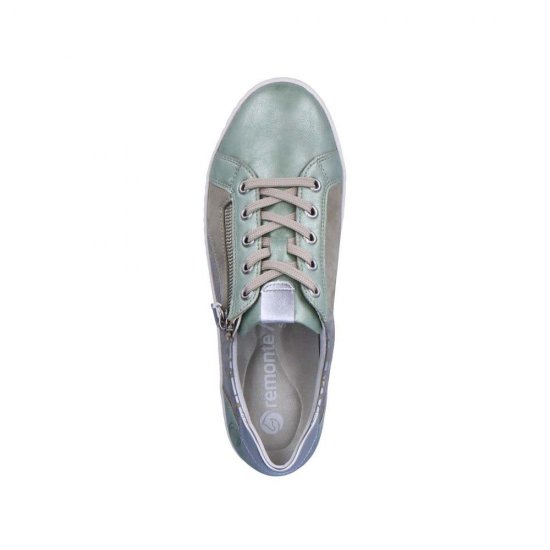 Remonte Women's shoes | Style D5821 Casual Lace-up with zip Green Combination - Click Image to Close