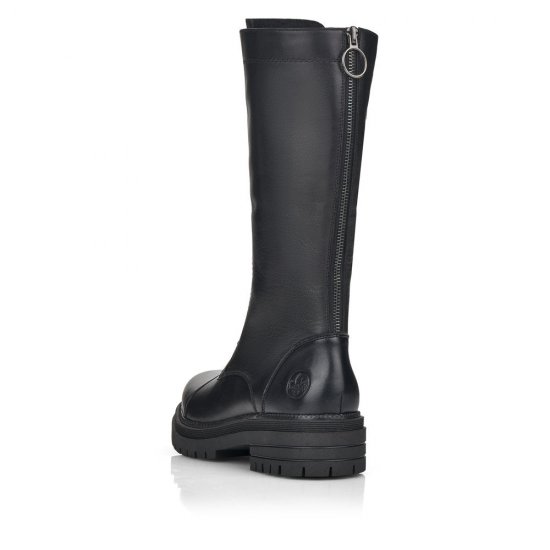 Rieker Leather Women's Mid height boots| Y3132 Mid-height Boots Black - Click Image to Close