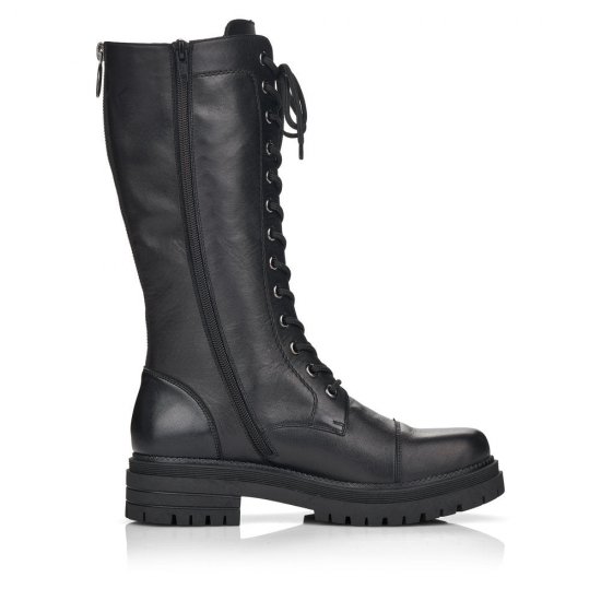 Rieker Leather Women's Mid height boots| Y3132 Mid-height Boots Black - Click Image to Close