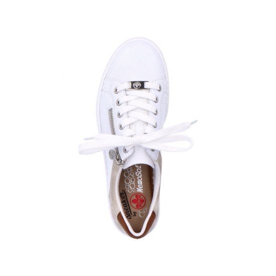 Rieker Women's shoes | Style L59A1 Athletic Lace-up with zip White Combination - Click Image to Close