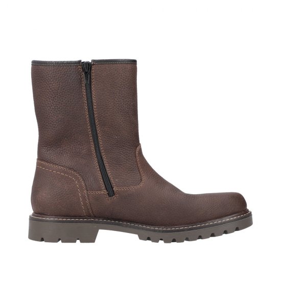 Rieker Leather Men's Boots | 39870-00 Ankle Boots Fiber Grip Dark Brown - Click Image to Close