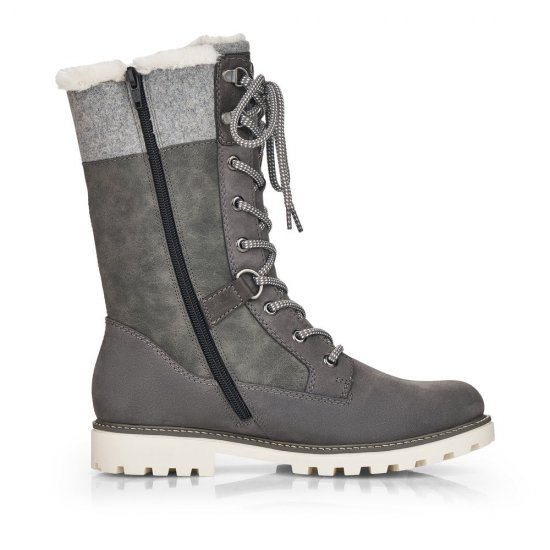 Remonte Suede leather Women's mid height boots| D8474-22 Mid-height Boots Grey Combination - Click Image to Close