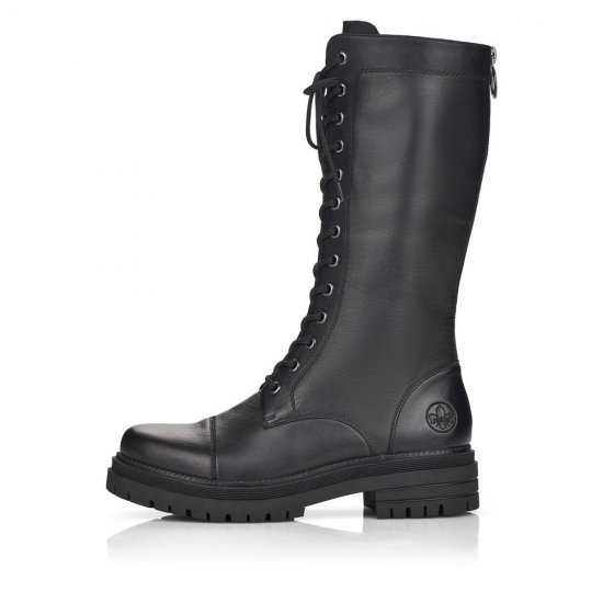 Rieker Leather Women's Mid height boots| Y3132 Mid-height Boots Black - Click Image to Close