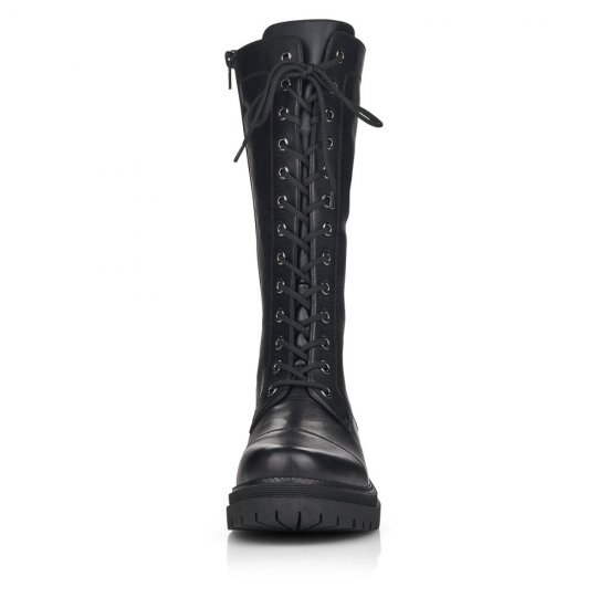 Rieker Leather Women's Mid height boots| Y3132 Mid-height Boots Black - Click Image to Close
