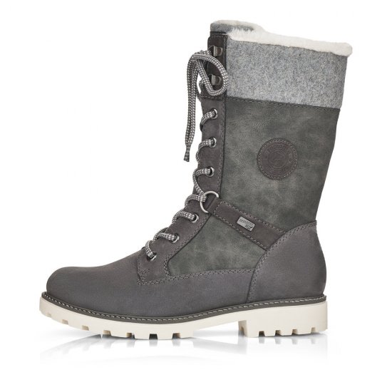 Remonte Suede leather Women's mid height boots| D8474-22 Mid-height Boots Grey Combination - Click Image to Close