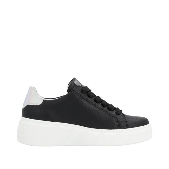 Rieker EVOLUTION Women's shoes | Style W0505 Athletic Lace-up with zip Black - Click Image to Close