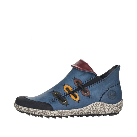 Rieker Synthetic Material Women's short boots| Z7582 Ankle Boots Blue Combination - Click Image to Close