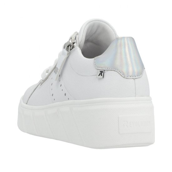 Rieker EVOLUTION Women's shoes | Style W0505 Athletic Lace-up with zip White - Click Image to Close