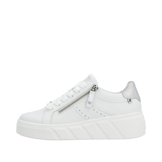 Rieker EVOLUTION Women's shoes | Style W0505 Athletic Lace-up with zip White - Click Image to Close