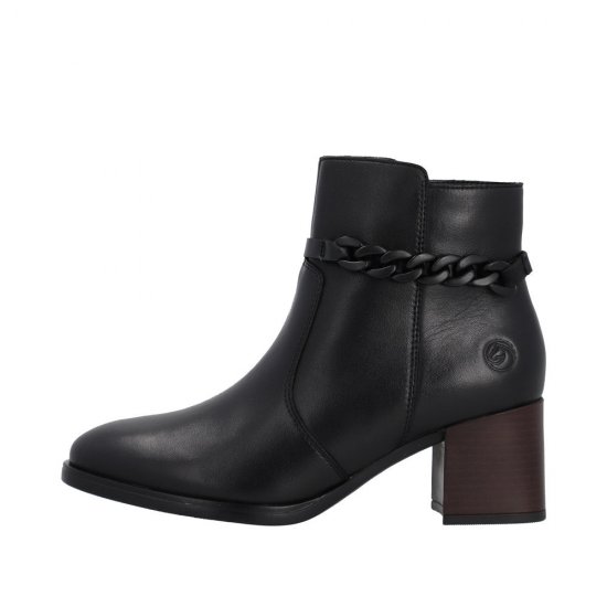 Remonte Leather Women's mid height boots| D0V73 Mid-height Boots Black - Click Image to Close