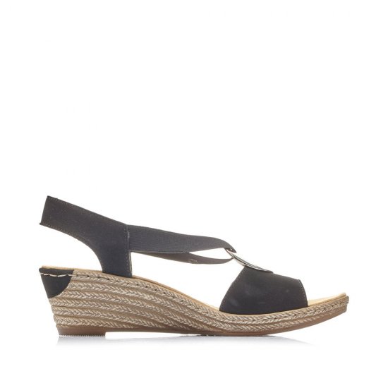 Rieker Women's sandals | Style 624H6 Dress Sandal Black - Click Image to Close