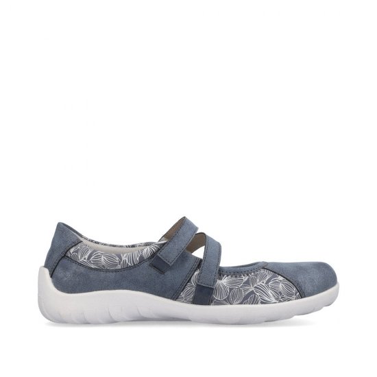 Remonte Women's shoes | Style R3510 Casual Ballerina with Strap Blue Combination - Click Image to Close