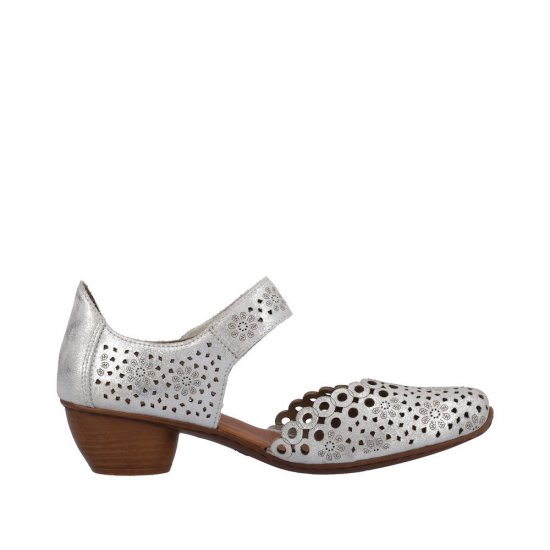 Rieker Women's shoes | Style 43753 Dress Open Shank Silver\/Platinum - Click Image to Close