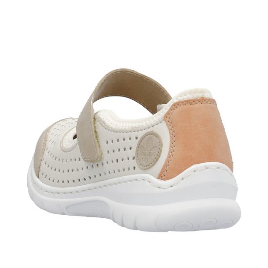 Rieker Women's shoes | Style L32B5 Casual Ballerina with Strap White Combination - Click Image to Close