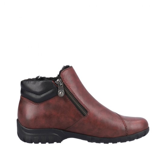 Rieker Leather Women's short boots| L4655 Ankle Boots Red - Click Image to Close