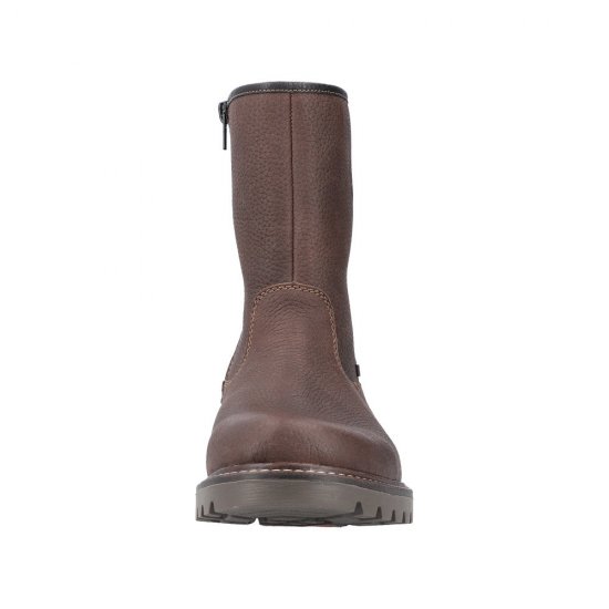 Rieker Leather Men's Boots | 39870-00 Ankle Boots Fiber Grip Dark Brown - Click Image to Close