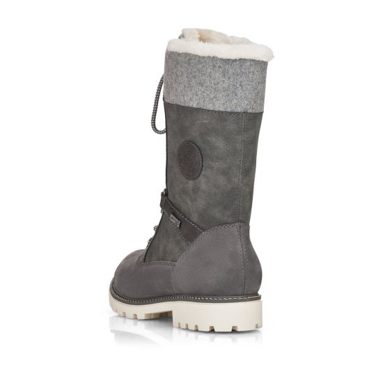 Remonte Suede leather Women's mid height boots| D8474-22 Mid-height Boots Grey Combination - Click Image to Close