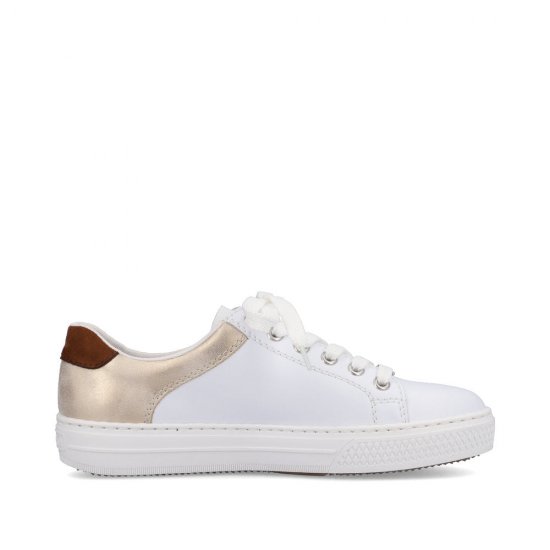 Rieker Women's shoes | Style L59A1 Athletic Lace-up with zip White Combination - Click Image to Close