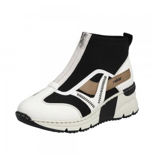 Rieker Women's shoes | Style N6360 Athletic Zipper White Combination