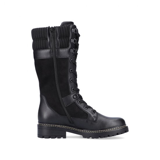 Remonte Leather Women's' Tall Boots| D0B76-24 Tall BootsFiber Grip Black - Click Image to Close