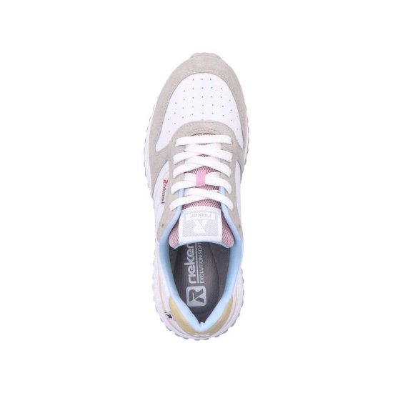 Rieker EVOLUTION Women's shoes | Style W0600 Athletic Lace-up White Combination - Click Image to Close