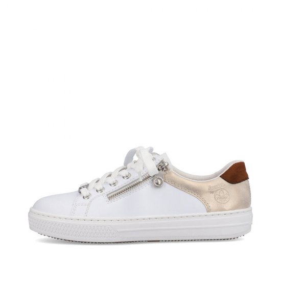 Rieker Women's shoes | Style L59A1 Athletic Lace-up with zip White Combination - Click Image to Close