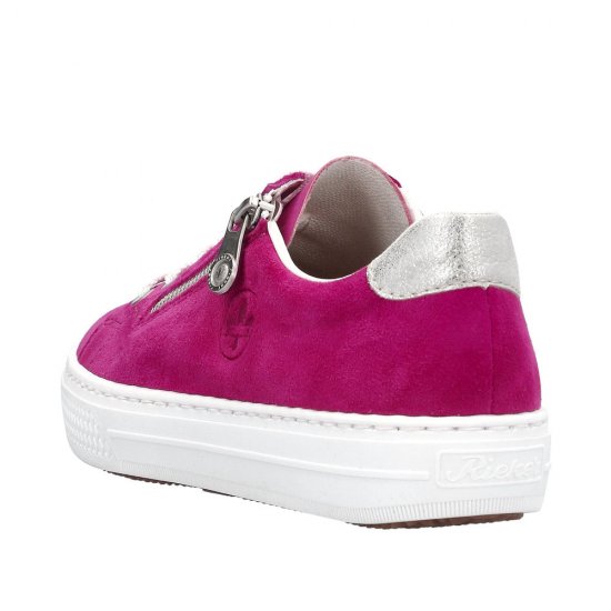 Rieker Women's shoes | Style L59L1 Athletic Lace-up with zip Pink - Click Image to Close
