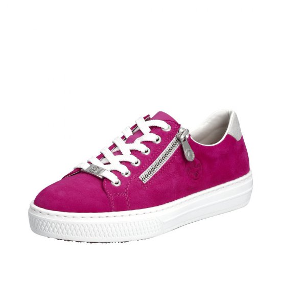 Rieker Women's shoes | Style L59L1 Athletic Lace-up with zip Pink - Click Image to Close